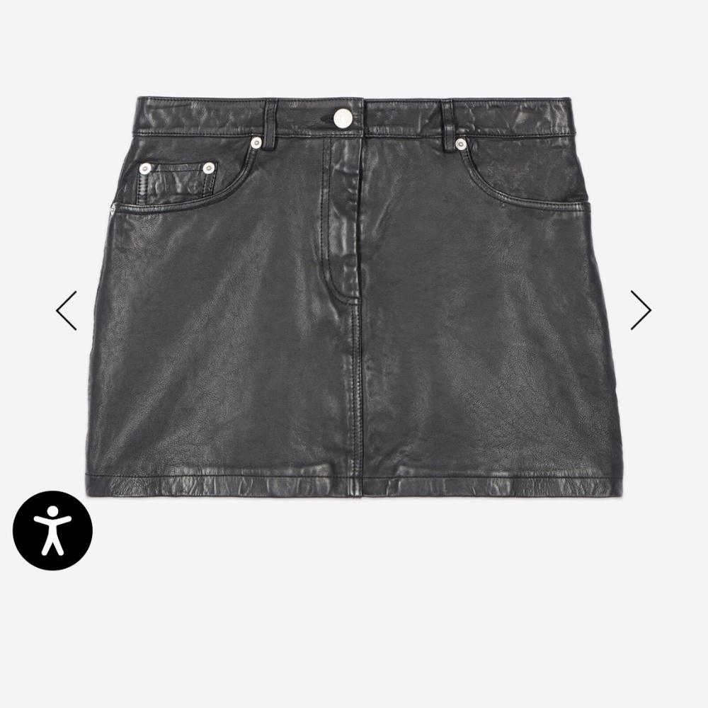 Kooples SHORT BLACK LEATHER SKIRT NWT